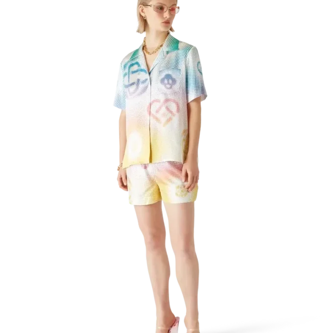 Pantalones cortos de seda con logotipo en semitonos