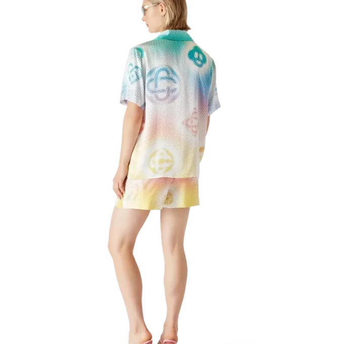 Pantalones cortos de seda con logotipo en semitonos