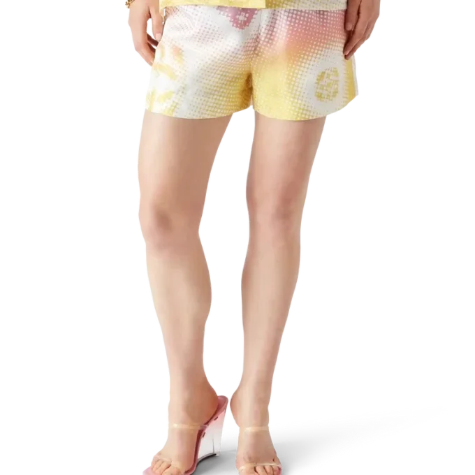 Pantalones cortos de seda con logotipo en semitonos