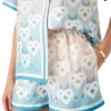 Pantalones cortos de seda con monograma de corazones degradado
