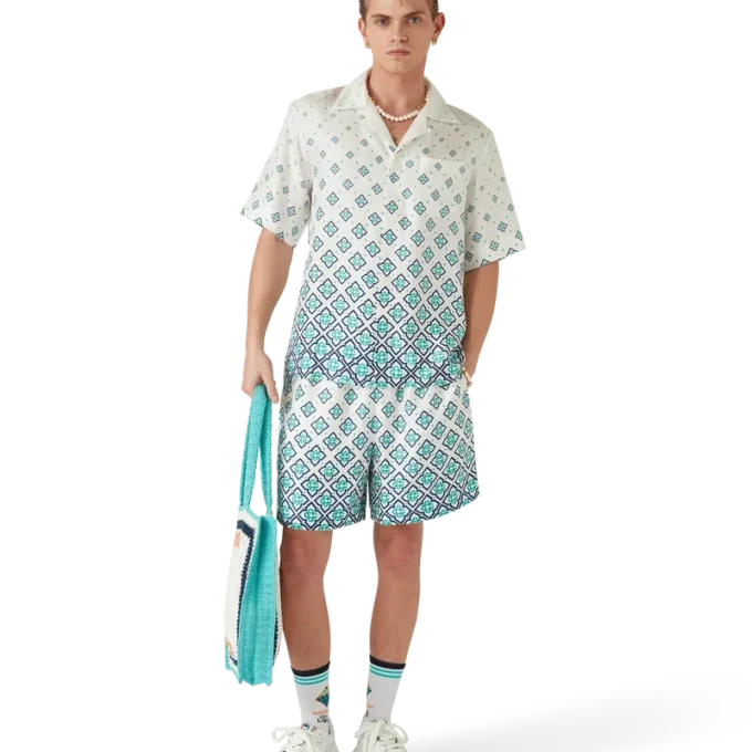 Pantalones cortos de seda con monograma degradado