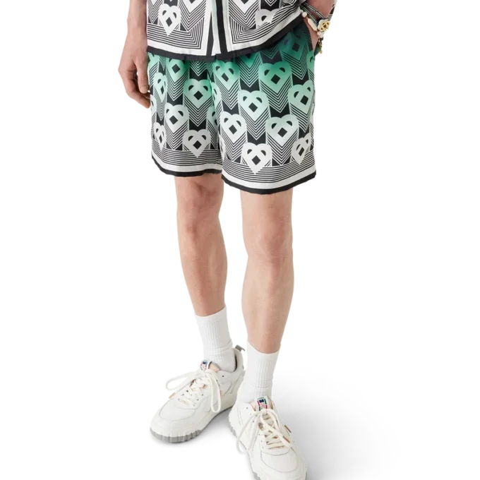 Pantalones cortos de seda con monograma degradado Pantalones cortos de seda con monograma degradado