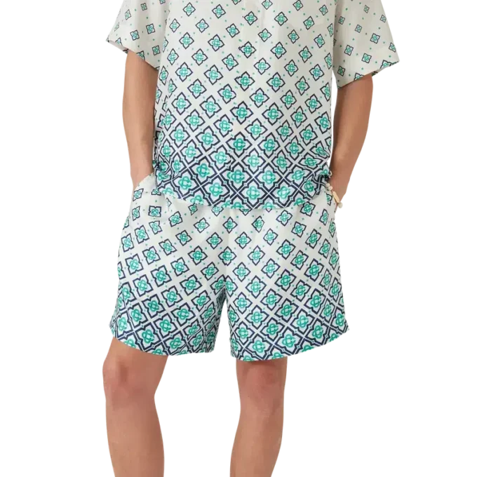 Pantalones cortos de seda con monograma degradado