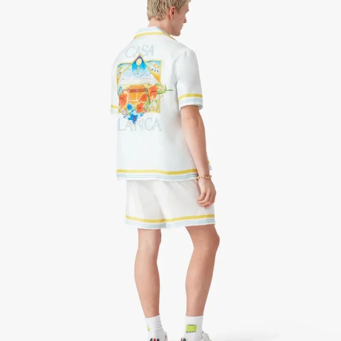 Pantalones cortos de seda Tennis Landscape