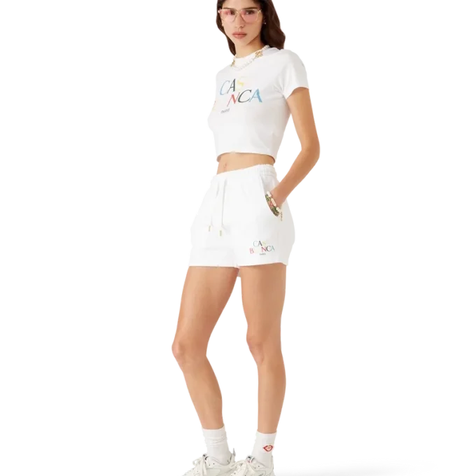 Pantalones cortos de sudadera con logotipo apilado