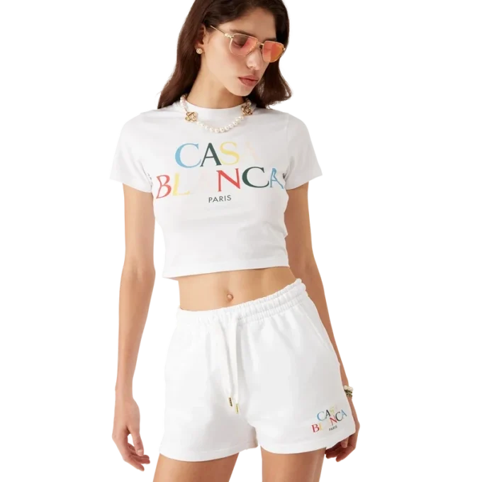 Pantalones cortos de sudadera con logotipo apilado