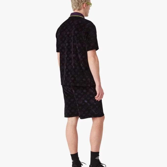 Pantalones cortos de terciopelo con monograma morado