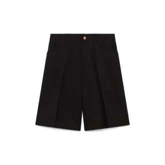 Pantalones cortos entallados de lana con pliegues