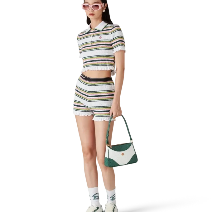 Pantalones cortos fruncidos a rayas