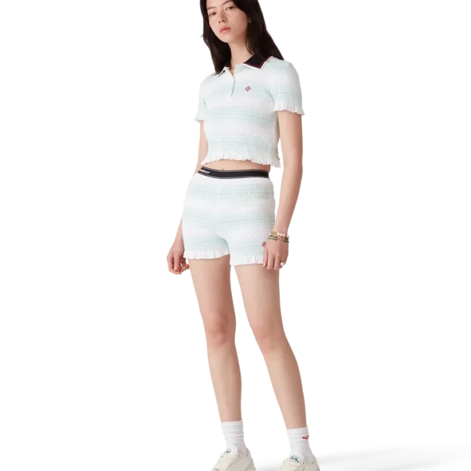 Pantalones cortos fruncidos a rayas