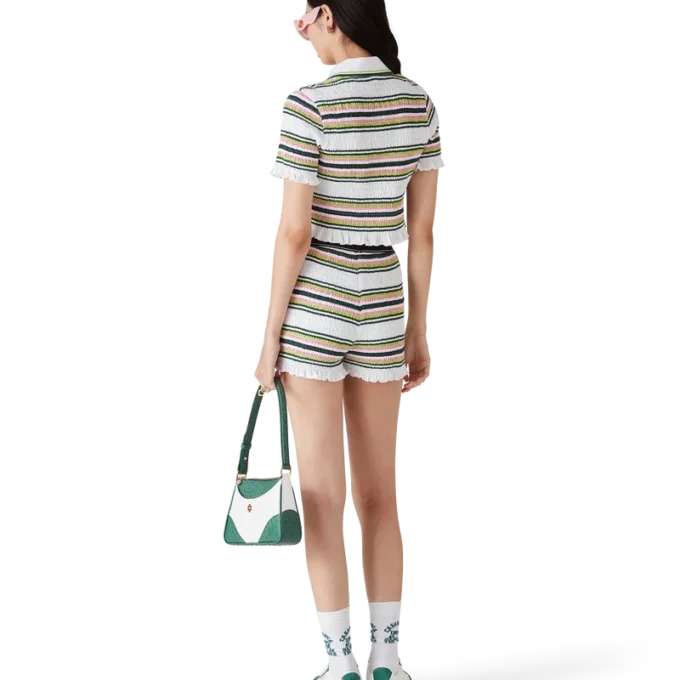 Pantalones cortos fruncidos a rayas