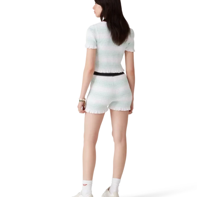 Pantalones cortos fruncidos a rayas