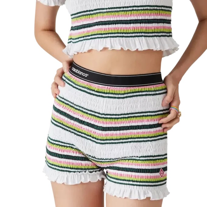 Pantalones cortos fruncidos a rayas