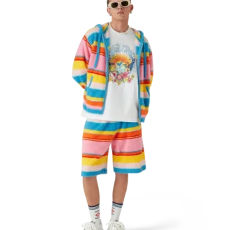 Pantalones cortos oversize de rayas mullidas