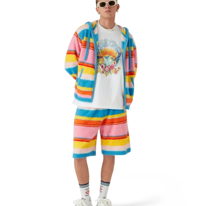 Pantalones cortos oversize de rayas mullidas