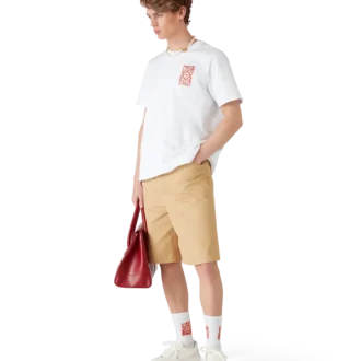 Pantalones cortos plisados de algodón