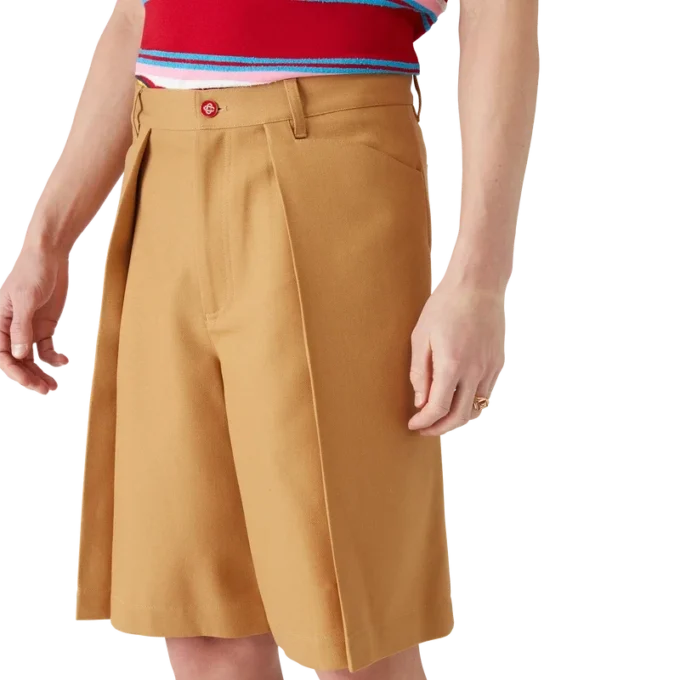 Pantalones cortos plisados de lana