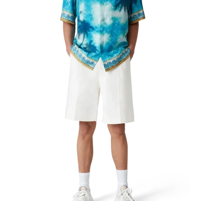 Pantalones cortos plisados de lino