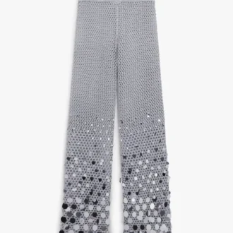 Pantalones de ganchillo plateado con efecto espejo