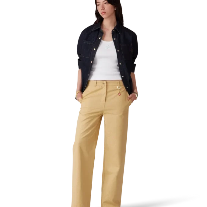 Pantalones de jacquard de algodón con monograma