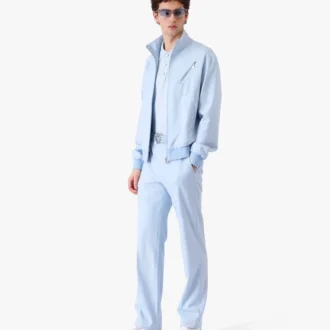 Pantalones de jacquard entallados con Monogram azul