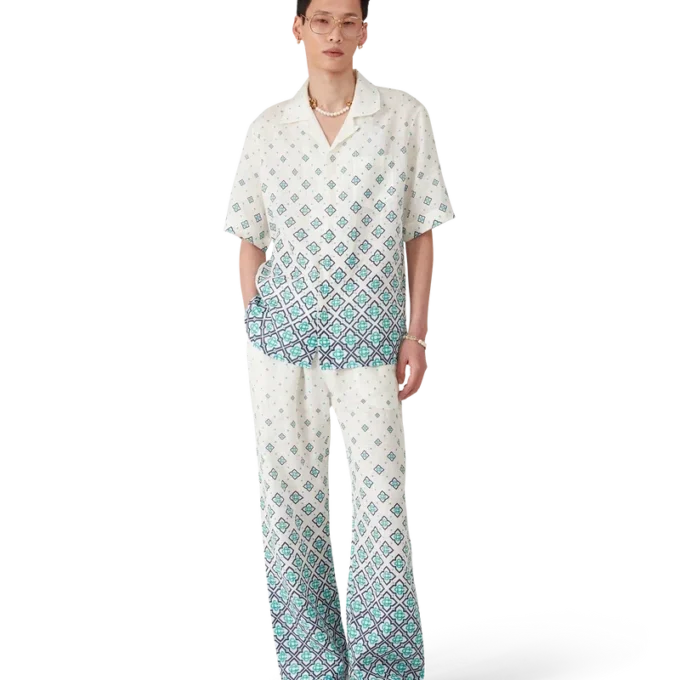 Pantalones de lino con monograma degradado