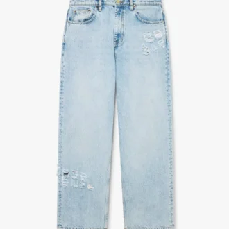 Pantalones de mezclilla con grafitis de lavado claro