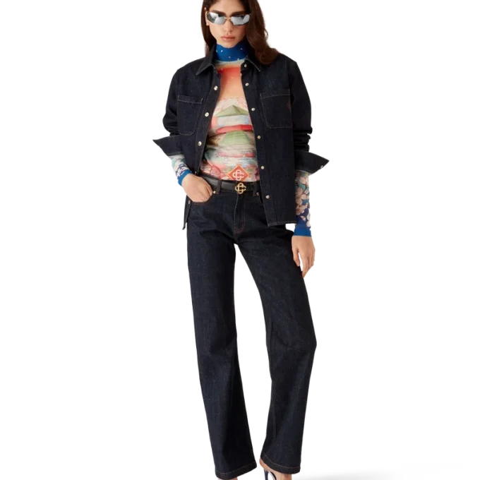 Pantalones de mezclilla con ribete Laurel