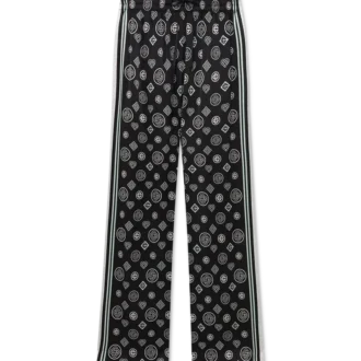 Pantalones de pijama de satén de seda con monograma