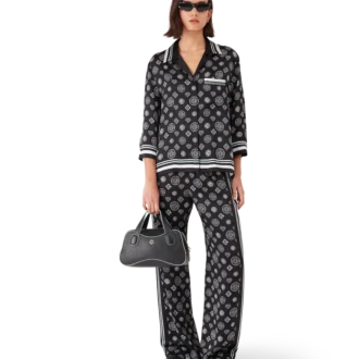 Pantalones de pijama de satén de seda con monograma