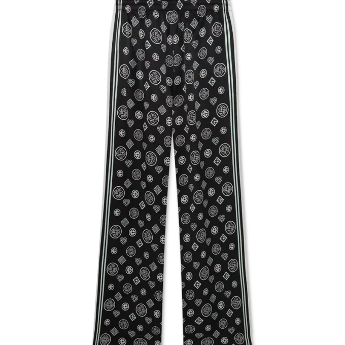 Pantalones de pijama de satén de seda con monograma