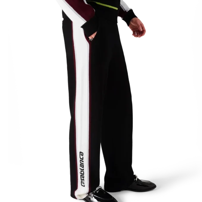 Pantalones de punto de merino a rayas