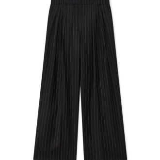 Pantalones de sastrería de lana a rayas con tres pliegues