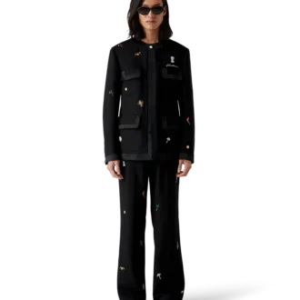 Chaqueta entallada de lana con motivo bordado