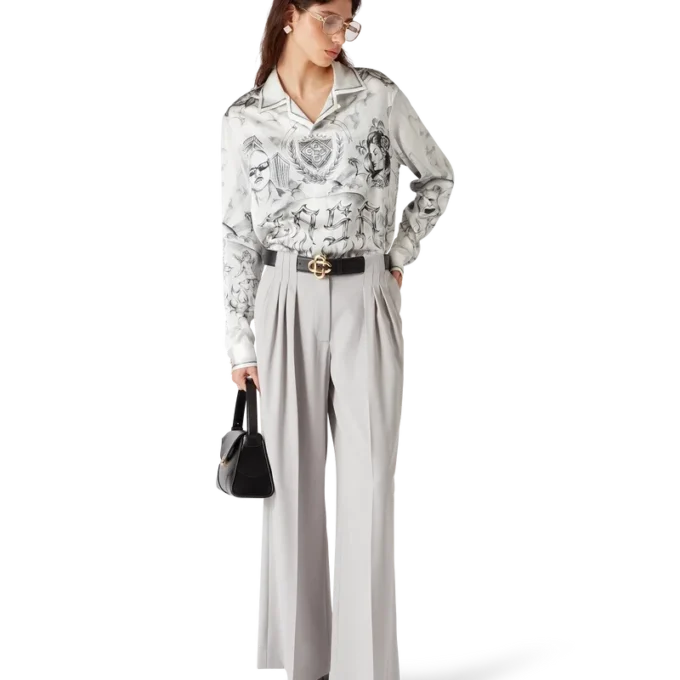 Pantalones de sastrería de lana con triple pliegue