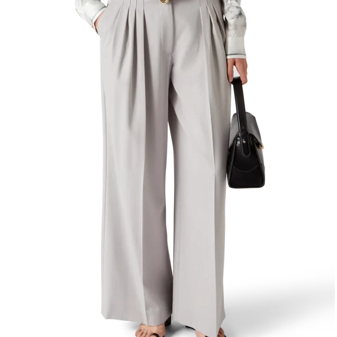 Pantalones de sastrería de lana con triple pliegue