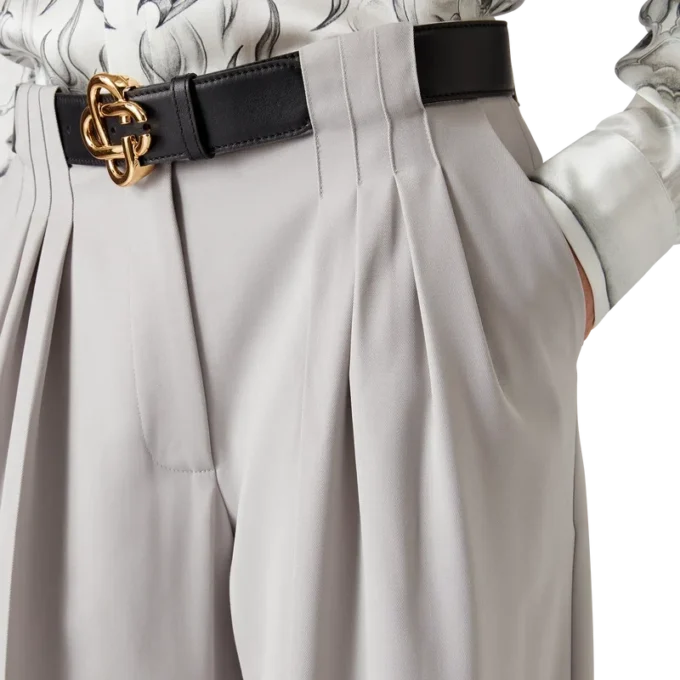 Pantalones de sastrería de lana con triple pliegue