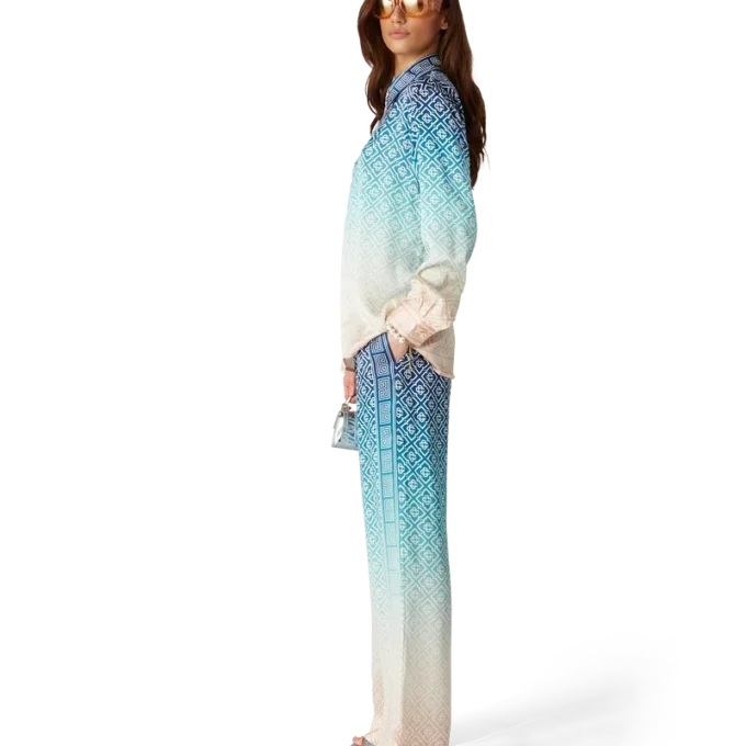 Pantalones de seda con degradado jacquard