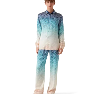 Pantalones de seda con degradado jacquard