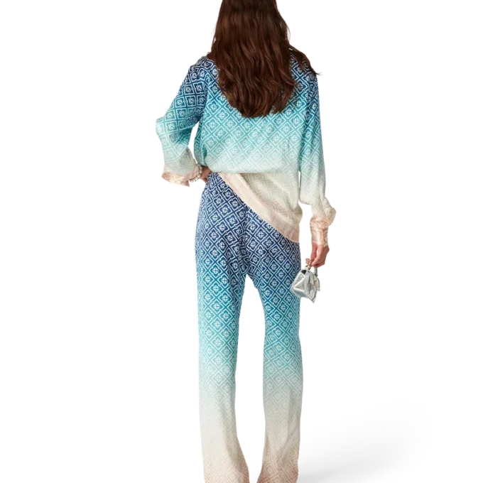 Pantalones de seda con degradado jacquard