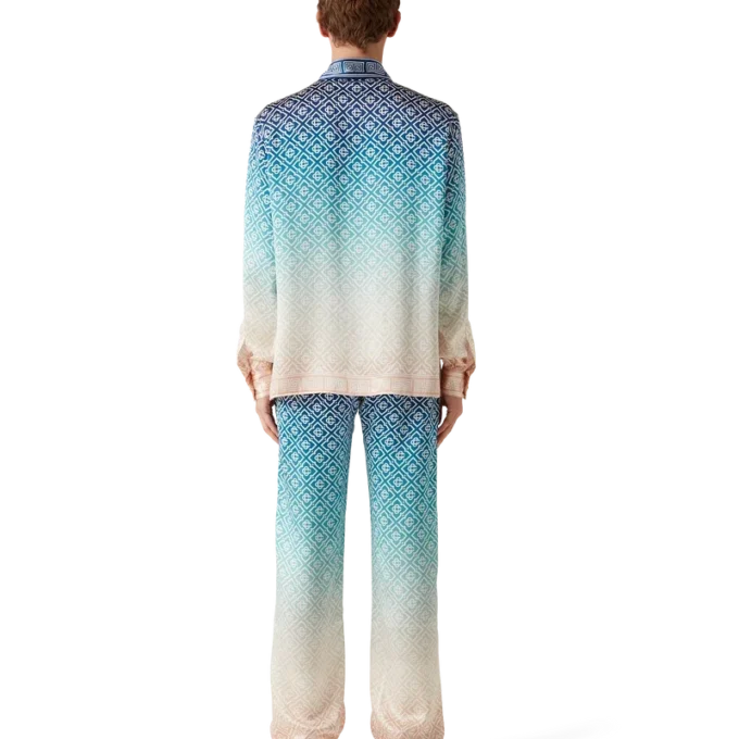 Pantalones de seda con degradado jacquard