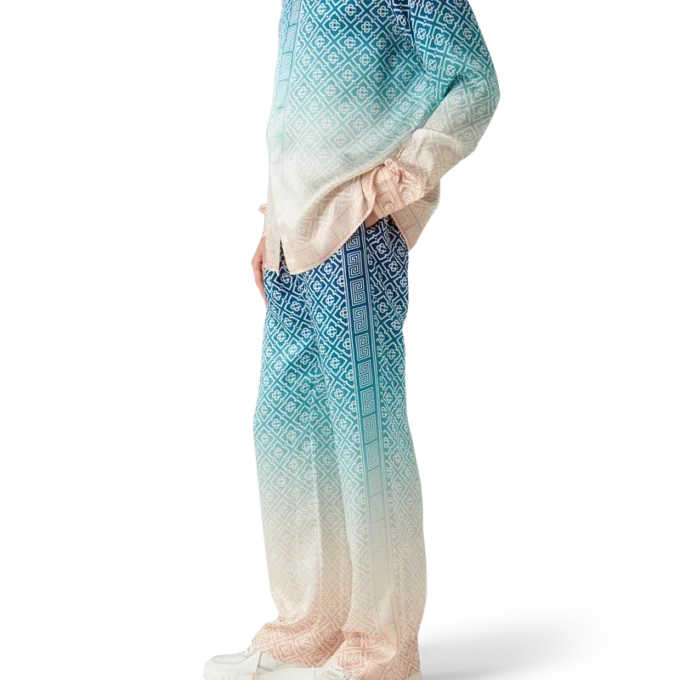Pantalones de seda con degradado jacquard