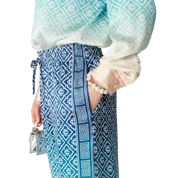 Pantalones de seda con degradado jacquard