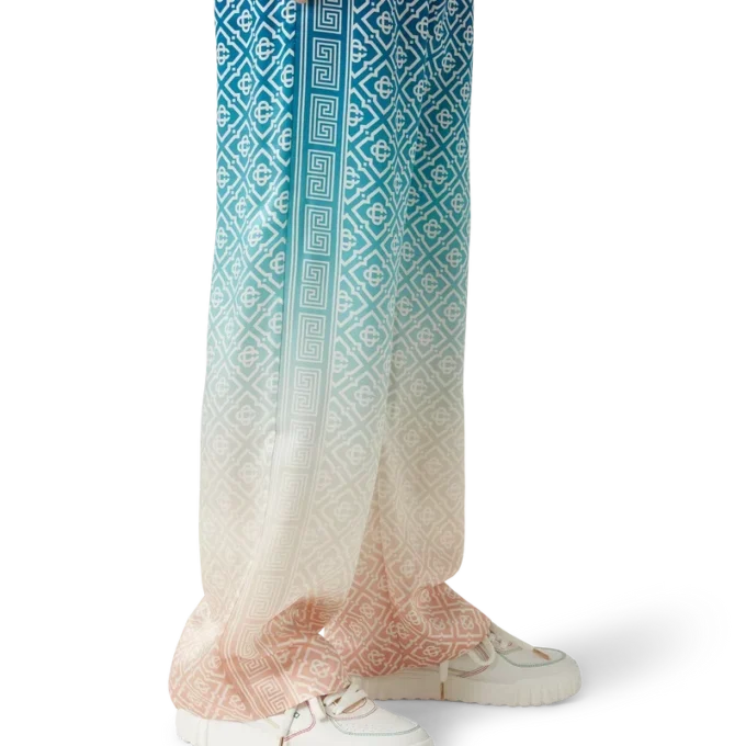 Pantalones de seda con degradado jacquard