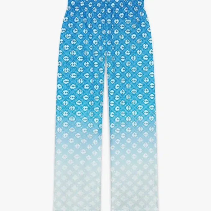 Pantalones de seda con Diamond Monogram de rombos en degradado azul