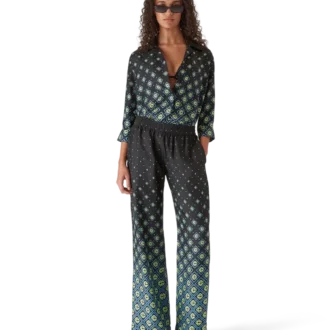 Pantalones de seda con monograma degradado