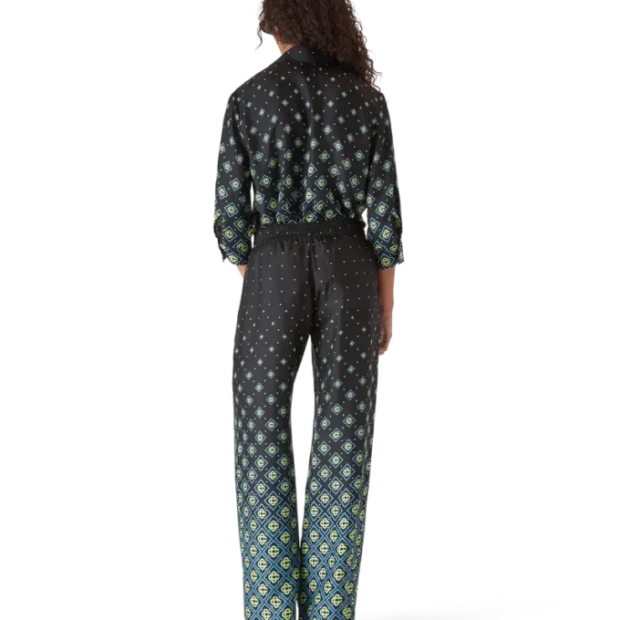 Pantalones de seda con monograma degradado