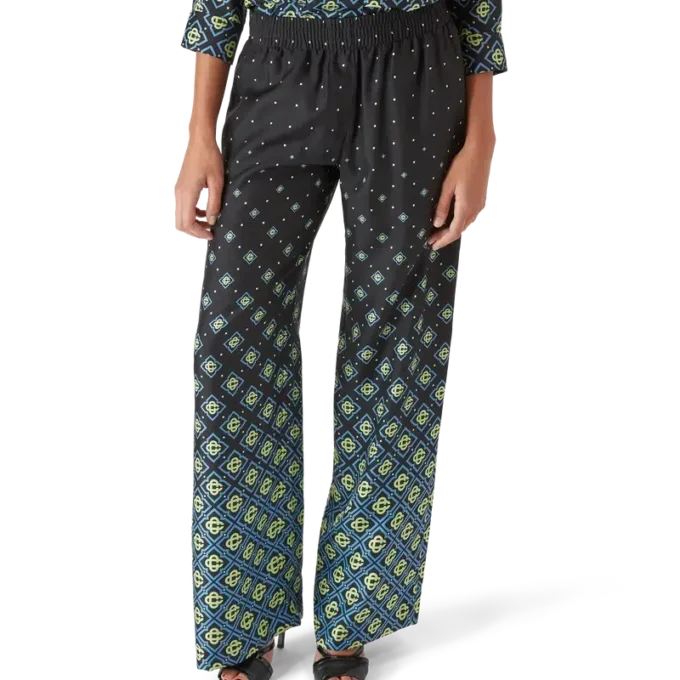 Pantalones de seda con monograma degradado