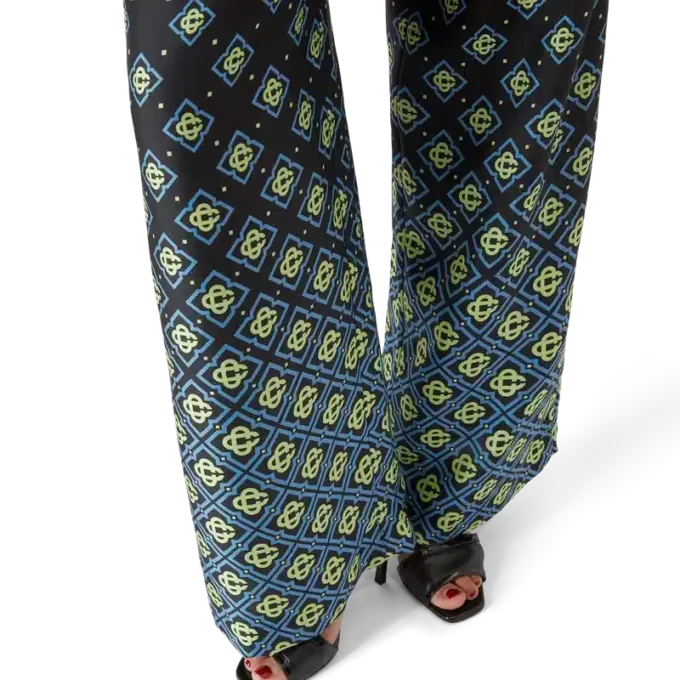 Pantalones de seda con monograma degradado