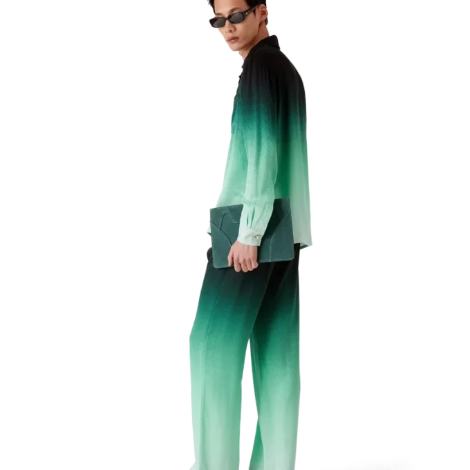 Pantalones de seda jacquard Ping Pong con degradado Pantalones de seda jacquard Ping Pong con degradado